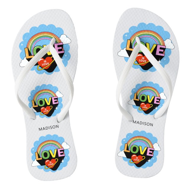 Chinelos Nome Personalizado "Amor É Amor" (Pé da cama)