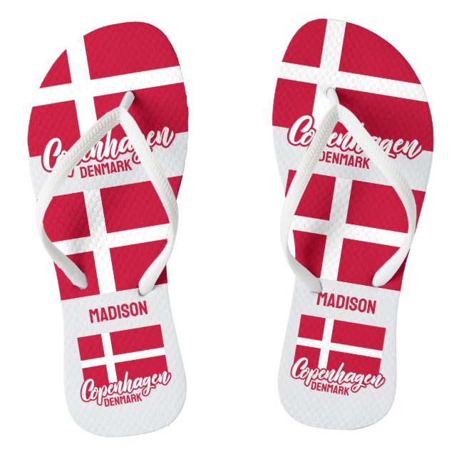 Chinelos Nome Personalizado Bandeira da Dinamarca (Pé da cama)