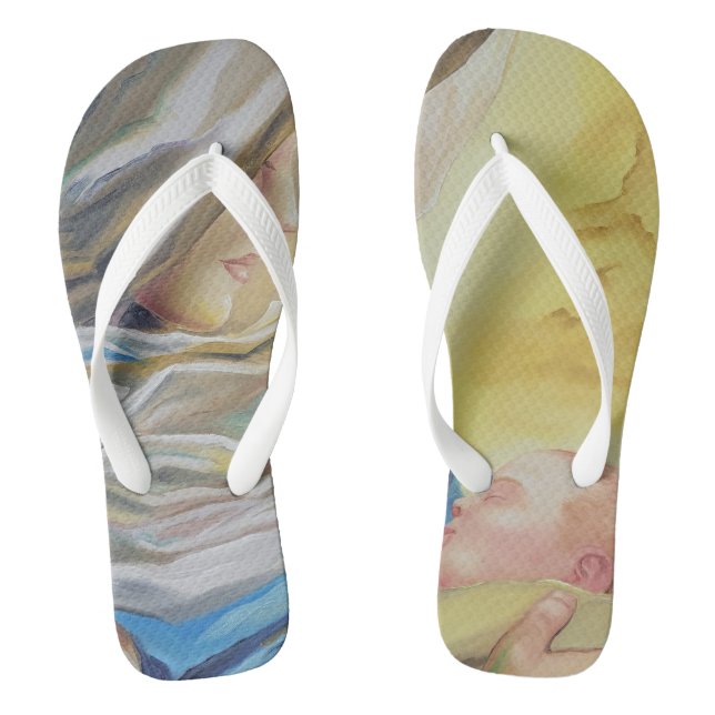 Chinelos Nossa Senhora do Silêncio segurando Jesus bebê (Pé da cama)