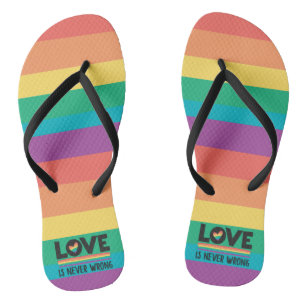 Chinelos O amor do orgulho LGBTQ nunca está errado na bande