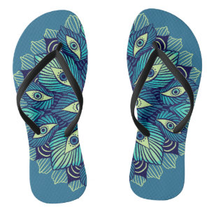 Chinelos Olhos Psicodélicos Estranhos Azul