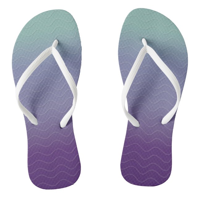 Chinelos Ondas Ombré - Teal e Roxo (Pé da cama)