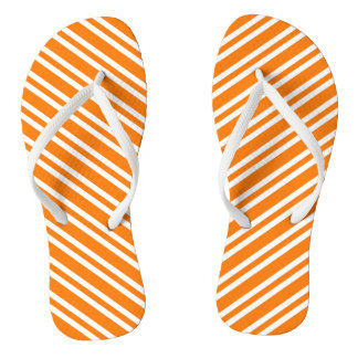 Chinelos Orange White Stripes Pattern