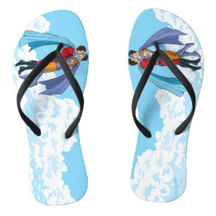 Chinelos Os dois super-heróis de Slipperyjoe beijando perso
