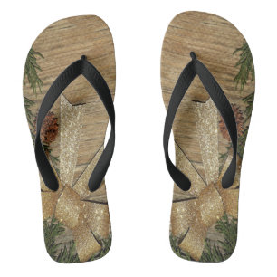 Chinelos Ouro de Natal Green deixa vermelho presente no inv