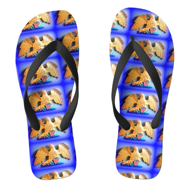 Chinelos ouro patriótico águia azul (Pé da cama)