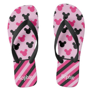 Chinelos Ouvidos rosa e pretos do mouse