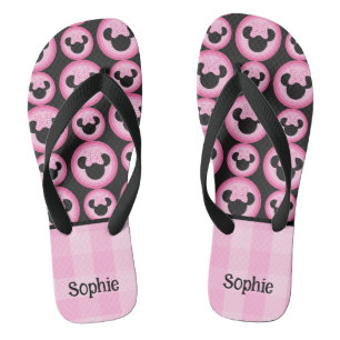 Chinelos Ouvidos rosa e pretos do mouse