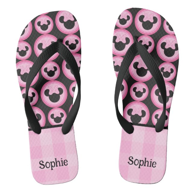 Chinelos Ouvidos rosa e pretos do mouse (Pé da cama)