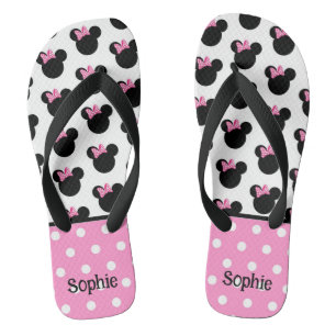 Chinelos Ouvidos rosa e pretos do mouse