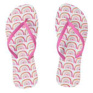 Chinelos Padrão Arco-Íris Rosa
