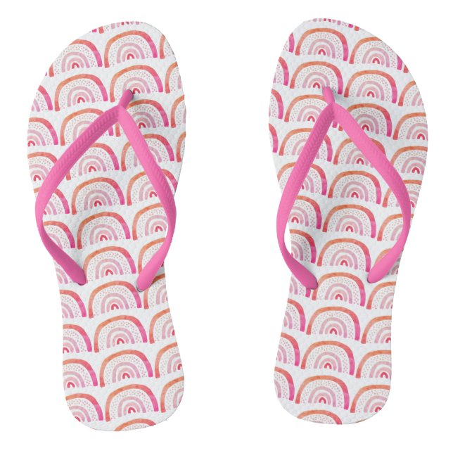 Chinelos Padrão Arco-Íris Rosa (Pé da cama)