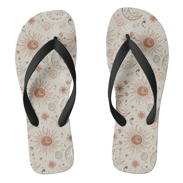 Chinelos Padrão Boho Sol e Lua (Pé da cama)