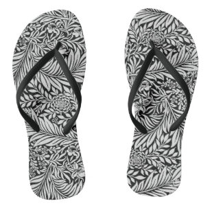 Chinelos Padrão Botânico Vintage Black Floral Larkspur