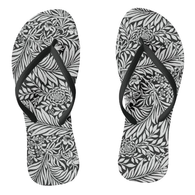 Chinelos Padrão Botânico Vintage Black Floral Larkspur (Pé da cama)