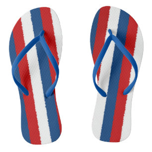 Chinelos Padrão Branco Azul Vermelho