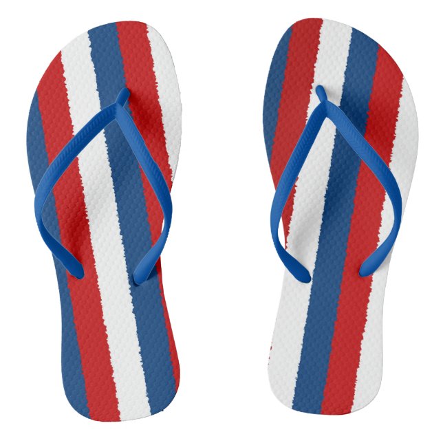 Chinelos Padrão Branco Azul Vermelho (Pé da cama)