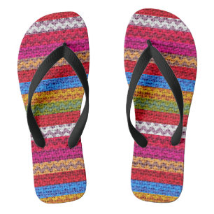 Chinelos Padrão Burlap Colorful Chevron Stripes #4
