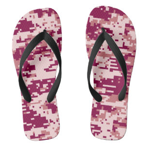 Chinelos Padrão Camuflado Digital Rosa