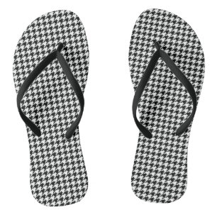 Chinelos Padrão Clássico de Houndstooth: Preto e Branco Vin