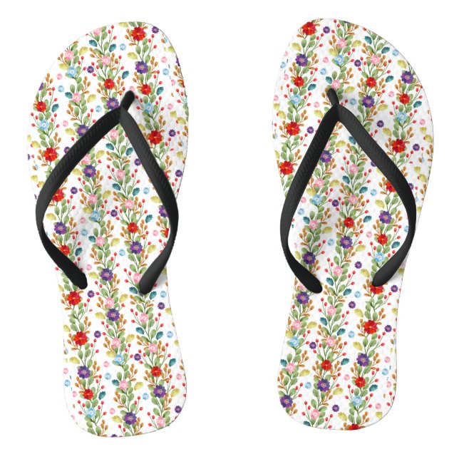 Chinelos Padrão Colorido das Flores de Água- 67488 (Pé da cama)