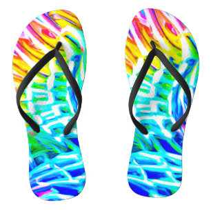 Chinelos Padrão de Abstrações Coloridas