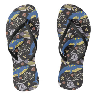 Chinelos Padrão de animais aquáticos vida submarina do oc