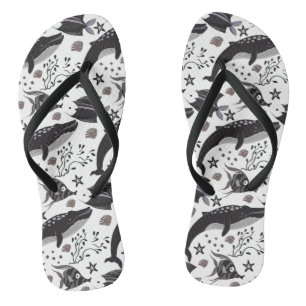 Chinelos Padrão de animais aquáticos   vida submarina do oc