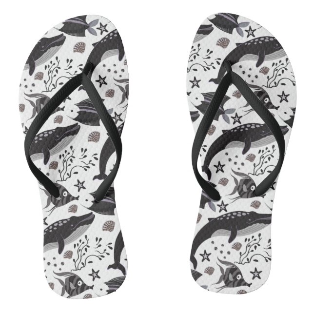 Chinelos Padrão de animais aquáticos | vida submarina do oc (Pé da cama)