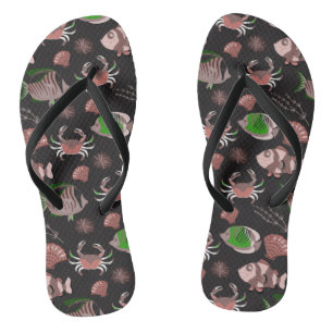 Chinelos Padrão de animais aquáticos   vida submarina do oc