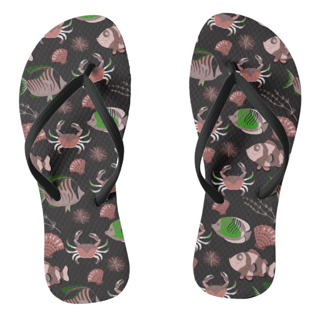 Chinelos Padrão de animais aquáticos | vida submarina do oc (Pé da cama)