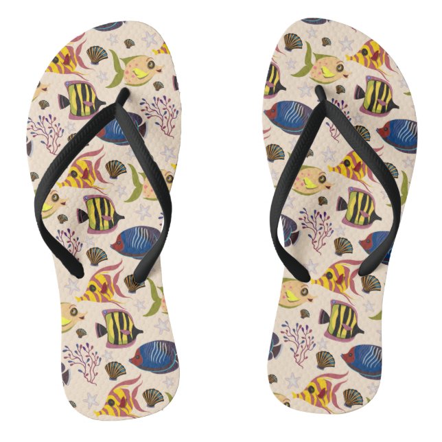 Chinelos Padrão de animais aquáticos | vida submarina do oc (Pé da cama)