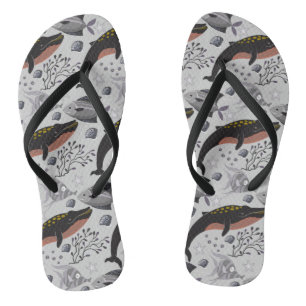 Chinelos Padrão de animais aquáticos   vida submarina do oc