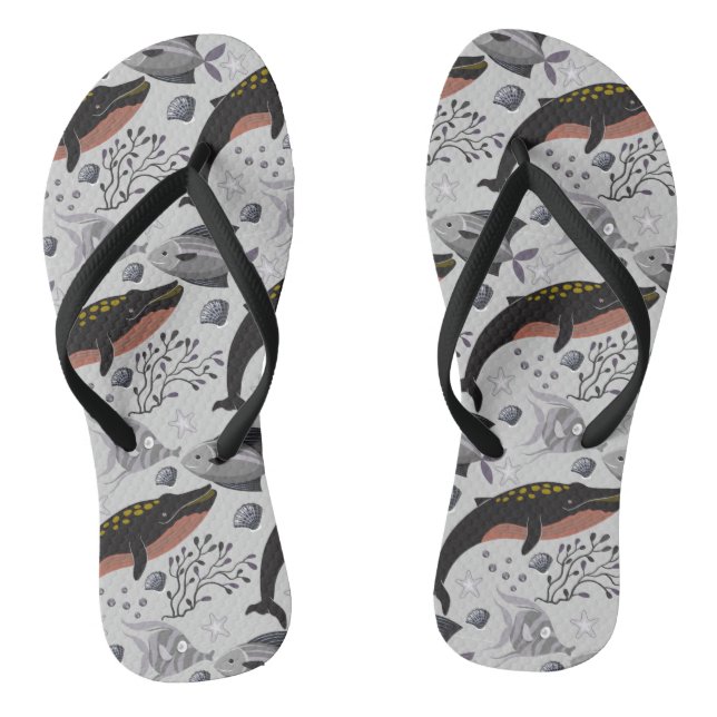 Chinelos Padrão de animais aquáticos | vida submarina do oc (Pé da cama)