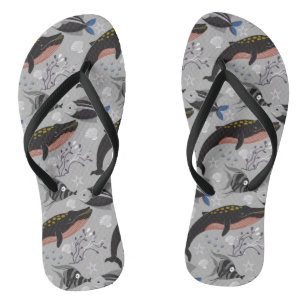 Chinelos Padrão de animais aquáticos   vida submarina do oc