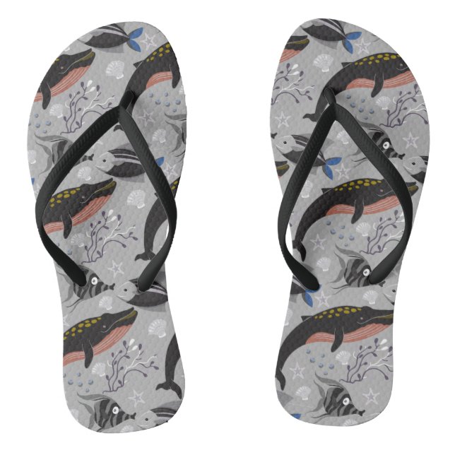 Chinelos Padrão de animais aquáticos | vida submarina do oc (Pé da cama)