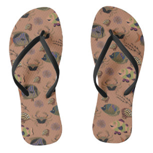 Chinelos Padrão de animais aquáticos vida submarina do oc