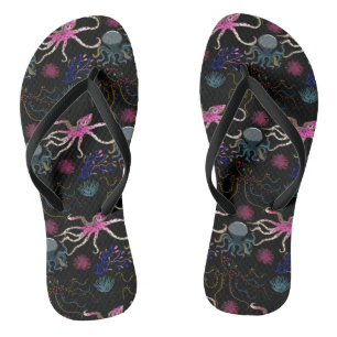 Chinelos Padrão de animais aquáticos   vida submarina do oc