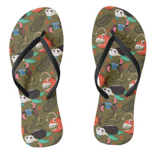 Chinelos Padrão de animais aquáticos vida submarina do oc