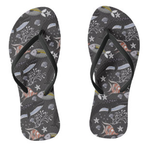 Chinelos Padrão de animais aquáticos   vida submarina do oc