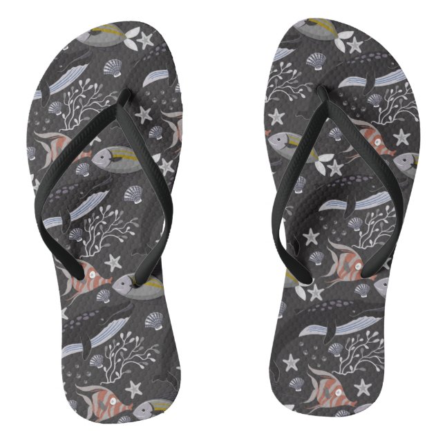 Chinelos Padrão de animais aquáticos | vida submarina do oc (Pé da cama)