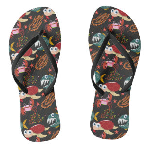 Chinelos Padrão de animais aquáticos vida submarina do oc