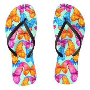 Chinelos Padrão de borboletas coloridas