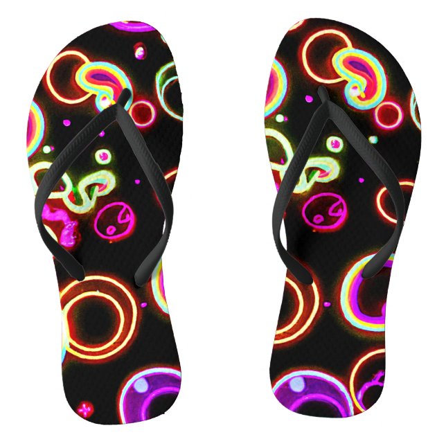 Chinelos Padrão de Brilho Neon Vibrante (Pé da cama)