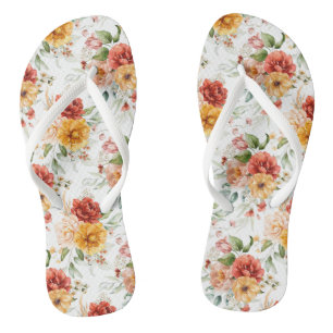 Chinelos Padrão de Buquê de Flor de Pêonias Vermelhas
