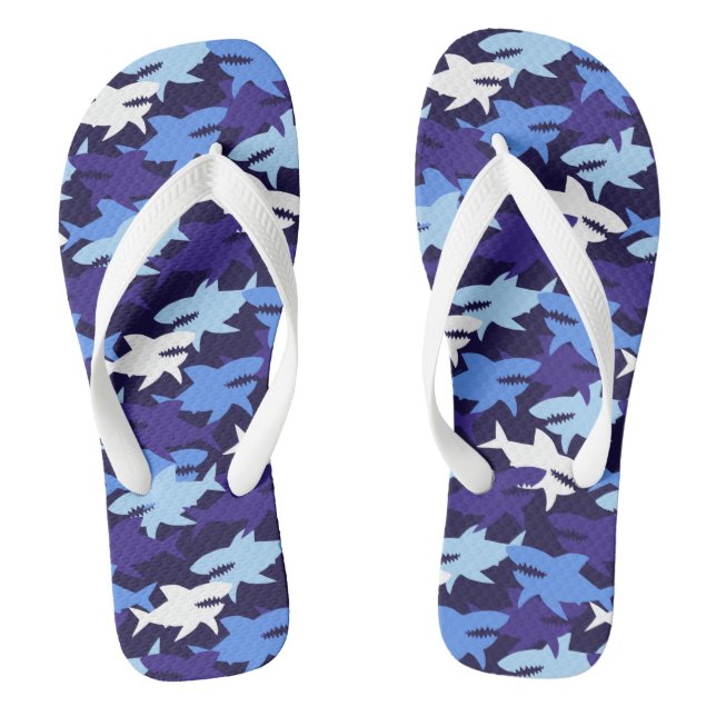 Chinelos Padrão de Camuflagem de Tubarões Azuis (Pé da cama)