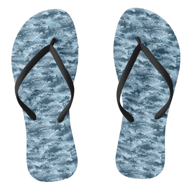 Chinelos Padrão de camuflagem pixelada militar azul (Pé da cama)
