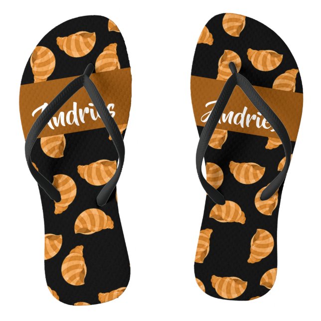 Chinelos Padrão de conchas marinhas de listras castanhas (Pé da cama)