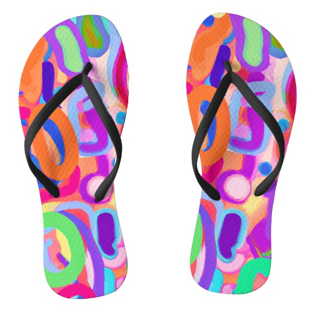Chinelos Padrão de cores vívidas brilhantes brilhantes (Pé da cama)