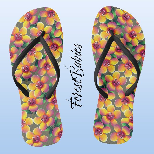 Chinelos Padrão de Design Flor 🌼 Único Cute Funny Floral (Silly Flower Pattern, ForestBabies Leggings)